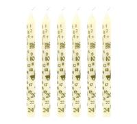 Pack of 6 Cream Dinner Christmas Advent Candles | Gold Day-Marked Festive Candles for Christmas Countdown - 25cm