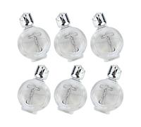 Pack Of 6 Crystals Glass Water Bottles 15ml Round Silver For Religious Ceremonies And Essential Oil Religious Decanters With Silver Finish