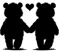 Pack of 6 Cute Teddy Bears Holding Hands Fun Sticker - Waterproof Decal - Easy to Apply - Use on Car's, Laptops, Mirrors, Water Bottles, Fun Gifts, Nursery Decor (6, 5cm x 4cm (2" x 1.6"))