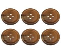 Pack of 6 Dark Brown 18mm Round Faux Horn Sew On Plastic Buttons for Skirts Trousers Suits Shorts Coats Flat 4 Holes 28L