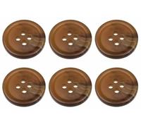 Pack of 6 Dark Brown 20mm Round Faux Horn Sew On Plastic Buttons for Coats Jackets Cardigans Flat 4 Holes 32L