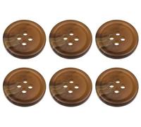 Pack of 6 Dark Brown 20mm Round Faux Horn Sew On Plastic Buttons for Coats Jackets Cardigans Flat 4 Holes 32L