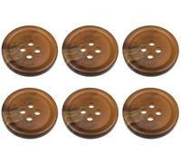 Pack of 6 Dark Brown 23mm Round Faux Horn Sew On Plastic Buttons for Coats Jackets Cardigans Flat 4 Holes 36L