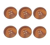 Pack of 6 Dark Brown Round Buttons, Faux Horn Sew On Plastic Buttons for Coats Jackets Cardigans Flat 4 Holes 32L (20MM) YIGUANXIN
