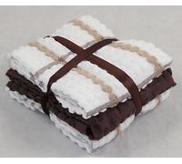 Pack of 6 Dark Brown & White Checked 100% Cotton Kitchen Terry Tea Towels