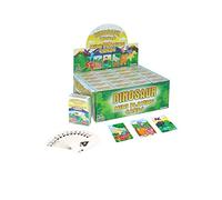Pack of 6 decks of Mini Dinosaur Playing Cards with 3 assorted dinosaur designs on the back.