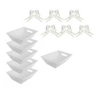 Pack Of 6 Decorative Handle Baskets With Attached Ribbons For Christmas Parties Special Occasions Large Gift Boxes With Cellophane Bags White