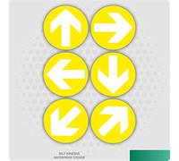 Pack of 6 Direction Arrows Yellow and White Self Adhesive Vinyl Stickers Social Distancing