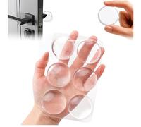 Pack of 6 Door Stops for the Wall, Door Handle Rubber Buffers, Self-Adhesive Rubber Buffers, Elastic Buffer for Bathroom, Wall Buffer as Protection for Wall and Door, Door Stop, Transparent