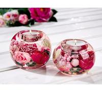 Pack of 6 Dreamlight, Tealight Candle Holder, Mercur Smart, Floral Design, Glass, Pink, PU 6, Height: 6 cm, Diameter: 8 cm