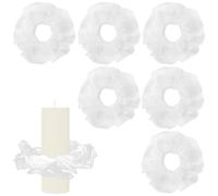 Pack of 6 Drip Protection Communion Candles, Teardrop Catcher for Candles Tulle with 3-5 cm Diameter, White Tulle Communion Candles Drop Catcher, for Communion Candle, Wedding Candle, Candle Cuff