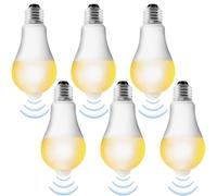Pack of 6 E27 Screw LED Bulbs with Motion Detection: LED PIR Light Bulb E27 12W Warm White 3000K Light Sensor Energy Saving Lamp for Hallway, Garage, Stairs, Balcony