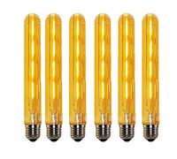 Pack of 6 Edison Retro Vintage Decorative Tube Light Bulbs E27 4W (Replace 40W E27 Screw Halogen Bulb) T30 Filament LED Bulbs Warm White 2700K Long Test Tube Bulb Amber Glass Non-dimmable AC 220-240V