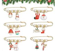 Pack of 6 Elegant Christmas Brooches, Christmas Brooches Decoration, Christmas Brooches, Christmas Pins, Christmas Themed Brooches, Suitable for People to Create a Christmas Atmosphere