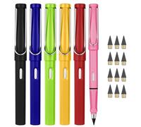 Pack of 6 Eternal Pencils, with 12 Replacement Tips, No Sharpening, Inkless Pencils, Stationery, Gift for Writing, Drawing, Students, Home, Office, School