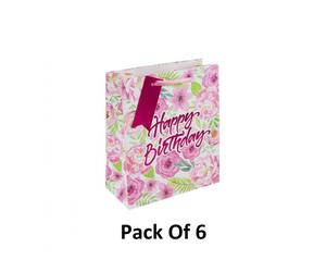 Pack of 6 Eurowrap Jb Happy Birthday Floral Medium Bag