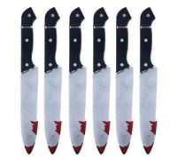 Pack of 6 Fake Blooded Plastic Knife Weapon Prop 31 cm Halloween Horror Killer Party Fancy Dress Costume Accessory