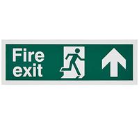 Pack of 6 Fire Exit Arrow Up Signs 300mm x 100mm - Self Adhesive