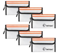 Pack of 6 Fireproof Bags with Reflective Strips, 20 x 13 cm, Practical Small Fireproof Money Bag for Documents, Cash and Valuables, 5200°F Heat-Resistant, Waterproof, Silver