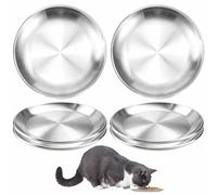 Pack of 6 Flat Stainless Steel Cat Bowls - Feeding Bowl Cat Flat Cat Plate for Whiskers Sensitive Cats Feeding Bowl for Cat Zen and Small Dogs for Drop Resistant and Easy to Clean 14 cm