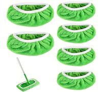 Pack of 6 Floor Cloths, Reusable Flat Mop Cloths, 10 x 4.5 Inch, Dust Mop, Washable Mop Cover for Cleaning Floors, Windows, Mop