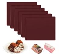 Pack of 6 Food Grade Silicone Baking Mat, Non-Stick Silicone Baking Tray Rolling Mat with Rim, Reusable Permanent Baking Mat for Baking Tray, for Cooking, Baking, Cake Rolls, Pizza and Pastries