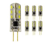 Pack of 6 G4 LED 1.5 Watt 12 V DC 24 x 3014 SMD Cool White 6000-6500 K Light Bulbs, Replaces 15 W Halogen Bulbs