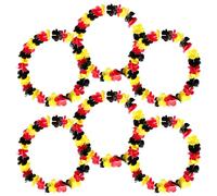 Pack of 6 Germany Fan Item Flower Chain, Germany Flag Garlands, Euro 2025 Chain, Black, Red, Yellow, Photo Props Flower Chains, Extra Long Hawaiian Chains, for Football Parties, European Championship