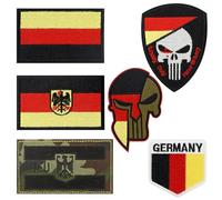 Pack of 6 Germany Patch, Germany Flag Patch, Reflective Germany Flag Patch, Patches for Clothing, Backpack, Baseball Cap, Uniform Vest