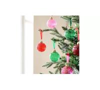 Pack of 6 Glass Christmas Bauble - Multicolour