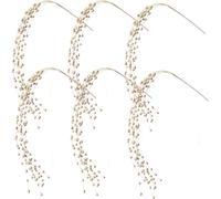 Pack of 6 Glitter Champagne Willow Christmas Berry Picks