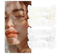 Pack of 6 Glitter Freckles Face Tattoos, Gold & Silver Waterproof Glitter Patches for Women, Cute Stars Metallic Glitter Temporary Tattoo Makeup Accessories for Festival & Party