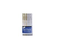 Pack Of 6 Gold silver Gel Pens Writing Stationery Christmas Card Pens