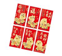 Pack of 6 Golden Foils Chinese New Year Red Envelopes with Auspiciouses Blessing for Holidays Weddings Celebration New Year Prosperitys Paper Envelopes