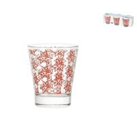 Pack Of 6 Grace Model Conical Glasses In Glass With Red Decoration