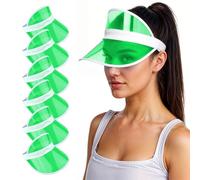 Pack of 6 Green Neon Sunvisors - Unisex Retro 80s Neon Sun Visor Hat Headband Cap for Golf Tennis Stag Poker Party