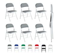 Mcc Direct Set Of 6 Folding Dining Chairs With Metal Frame And Padded Seats Grey