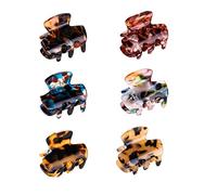 Pack of 6 Hair Claw Clips, Small Hair Clips for Medium and Thin Hair, Non-Slip Hair Catcher Pine Clamp Tortoiseshell Cellulose Acetate Hair Claw Clips for Women