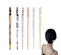 Pack of 6 Hair Sticks, Acetate Hair Sticks, Tortoiseshell, Hair Accessory, 17.5 cm, Chinese Style Hair Pin Retro, Geometric, for Inserting Hair, Gifts, Suitable for Girls