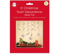 Pack Of 6 Hanging Swirl With Snowflakes For Christmas Decorations