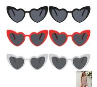 Pack of 6 Heart Sunglasses, Heart-Shaped Sunglasses, Bridal Heart Glasses, Party Glasses, UV400 Protection, Fashion Glasses for JGA Decoration, Bridal Shower, Bridesmaids, Gift, Fancy Dress