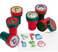 Pack of 6 - Holiday Christmas Self Ink Stampers - Craft Activity Stamp