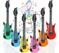 Pack of 6 Inflatable Guitars, Air Guitars for Inflating, Inflatable Guitar Adults, Inflatable Guitar Children, for Music Theme Parties, Birthday Party, Carnival (Colourful)