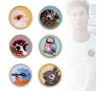 Pack of 6 Iron On Patches, Round Iron-On Patches, Iron-On Patches with Embroidered Appliques for Clothes, Jeans, T-Shirt, Textiles, Bags, Iron-On Patches (Colour Mix 1)