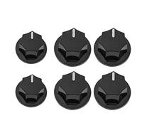 Pack of 6 Jazz Bass Buttons Concentric Button Compatible with Alpha Pots, Compatible with Ibanez/ESP, Compatible with Cort JB Style Bass, 6 mm Inner Diameter, Black