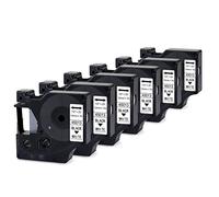 Pack of 6 Label Tape Compatible with Dymo D1 45013 S0720530 12mm x 7m, Laminated Label Tape Black on White for LabelManager 160 210D 280 360D 420P PnP LabelWriter 450 Duo Labeling Machine