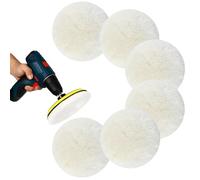 Pack of 6 Lambswool Polishing Discs, Compatible with Bosch Random Orbital Sander, Polishing Pads 125 mm, Lambswool Polishing Pads, Polishing Covers for Random Orbital Sanders with Velcro for Car, Cork