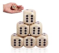 Pack of 6 Large Dice Game Dice Wooden 30 mm Dice Wooden Dice for Games Wooden Game Cube Funny Dice Game Teaching Dice Prop Dice
