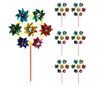 Pack of 6 Large Diy Windmills - 42x Foil Windmill Heads, 6x Yellow Frames and 6x Coloured Sticks - Perfect for Summer & Parties
