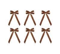 Pack of 6 Large Velvet Christmas Bows 13 x 26 cm, Soft & Even Texture, Reusable and Durable, for Christmas Tree, Wreath, Gift Wrapping, Table and Party Decoration (Dark Brown)